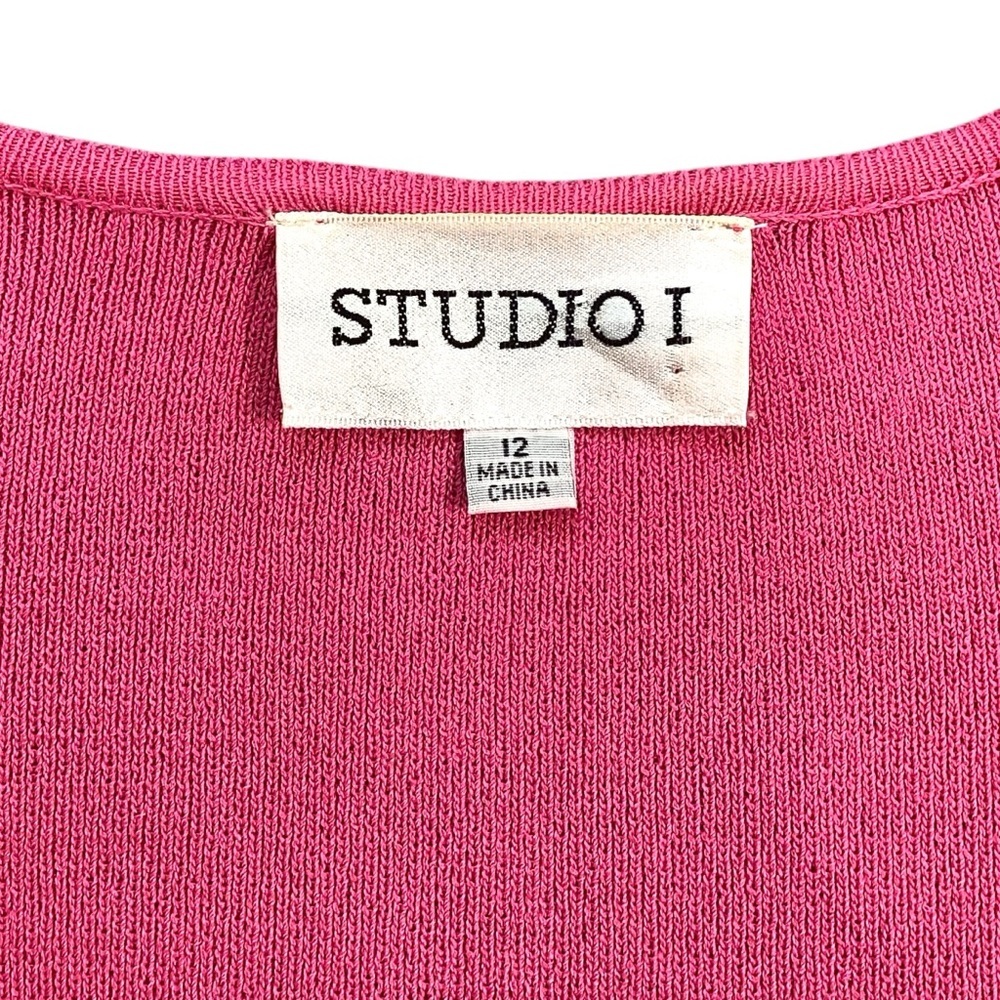 Studio I Viscose Knit One Button Fuchsia Pink Car… - image 2